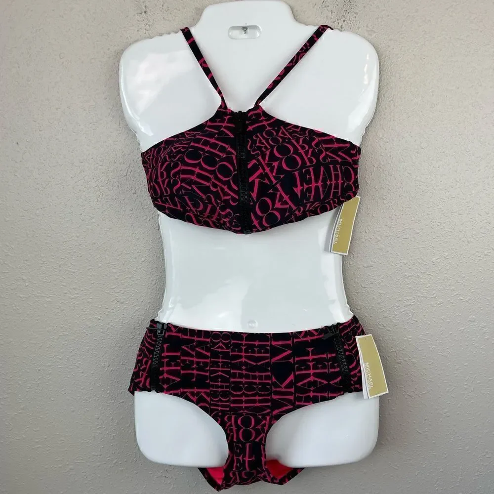NWT MICHAEL Michael Kors Matching Bikini Top and Bottoms Size M